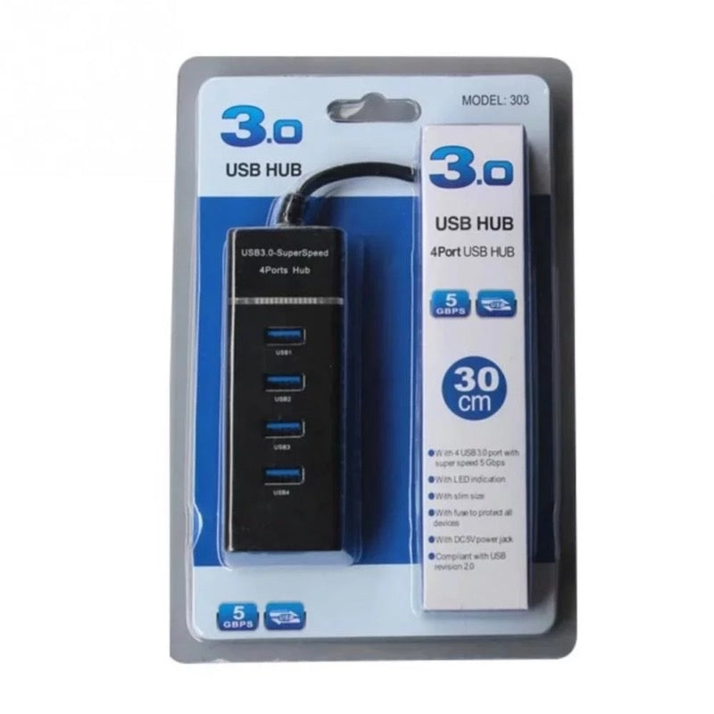 USB Hub 3.0 - 4 Port Hub Black